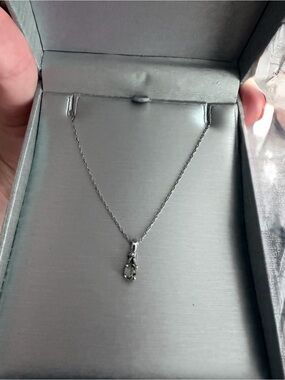 Zales Delicate Silver Teardrop Pendant Necklace - Light Blue Stone real silver